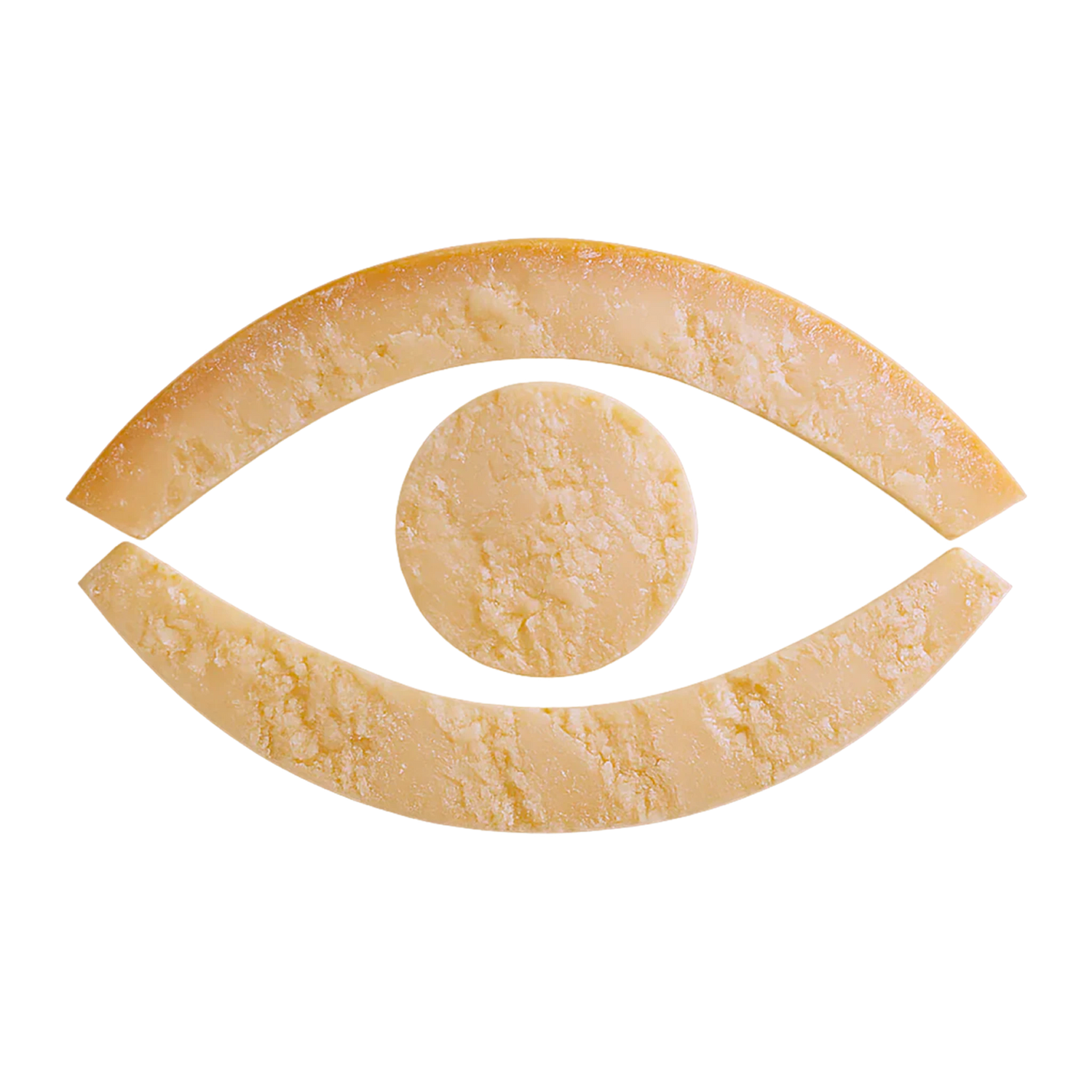 Cheese shaped like an eye on a transparent background