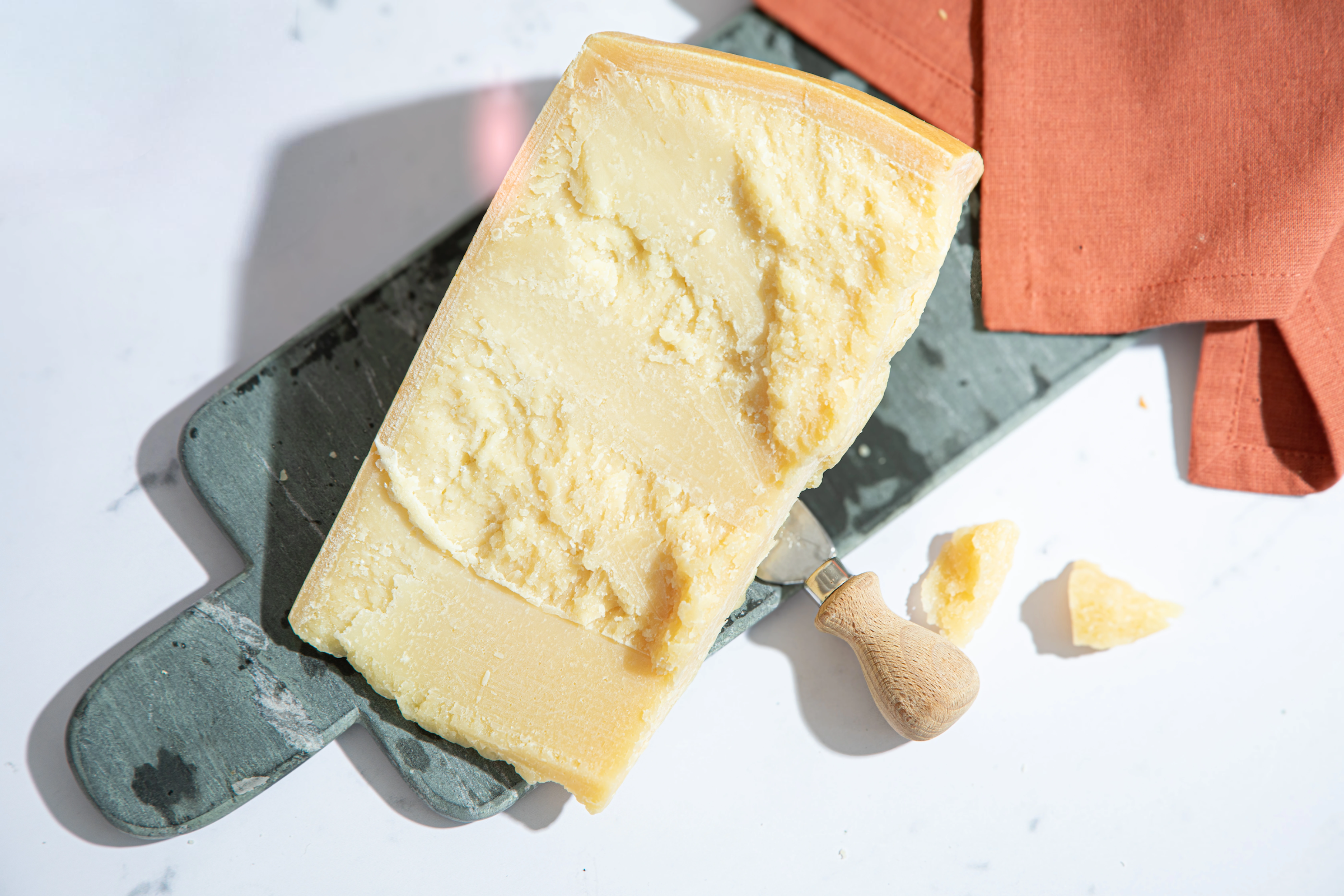Cheese wedge on a charcuterie board